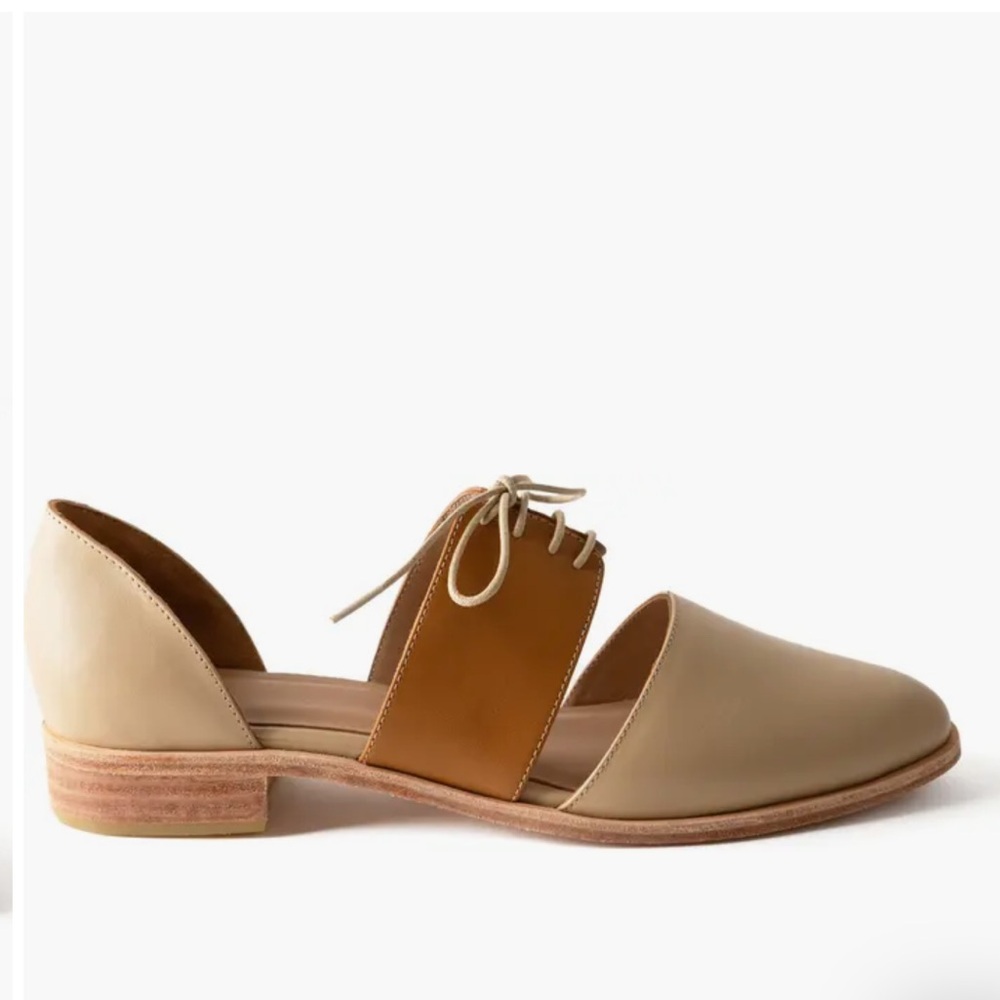 FORTRESS OF INCA Carmen Cutout Oxford leather handmade Size 7.5 Cream + Scotch